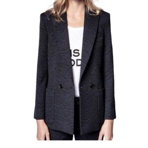 Zadig & Valtaire Navy Black Jacket Tiger Blazer Size 40